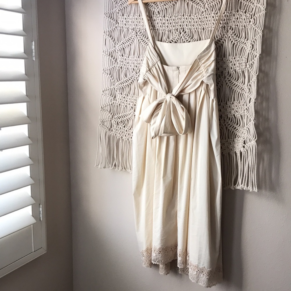 Robert Rodriguez Ivory Lace Empire Waist Dress with Straps and Tie-Back | Size 6 - Picture 5 of 8